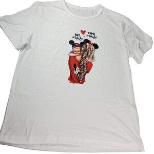 Minnie Mouse Ears Mama Tee Shirt Baby Mouse Short Sleeve Knit Top Shirt Blouse